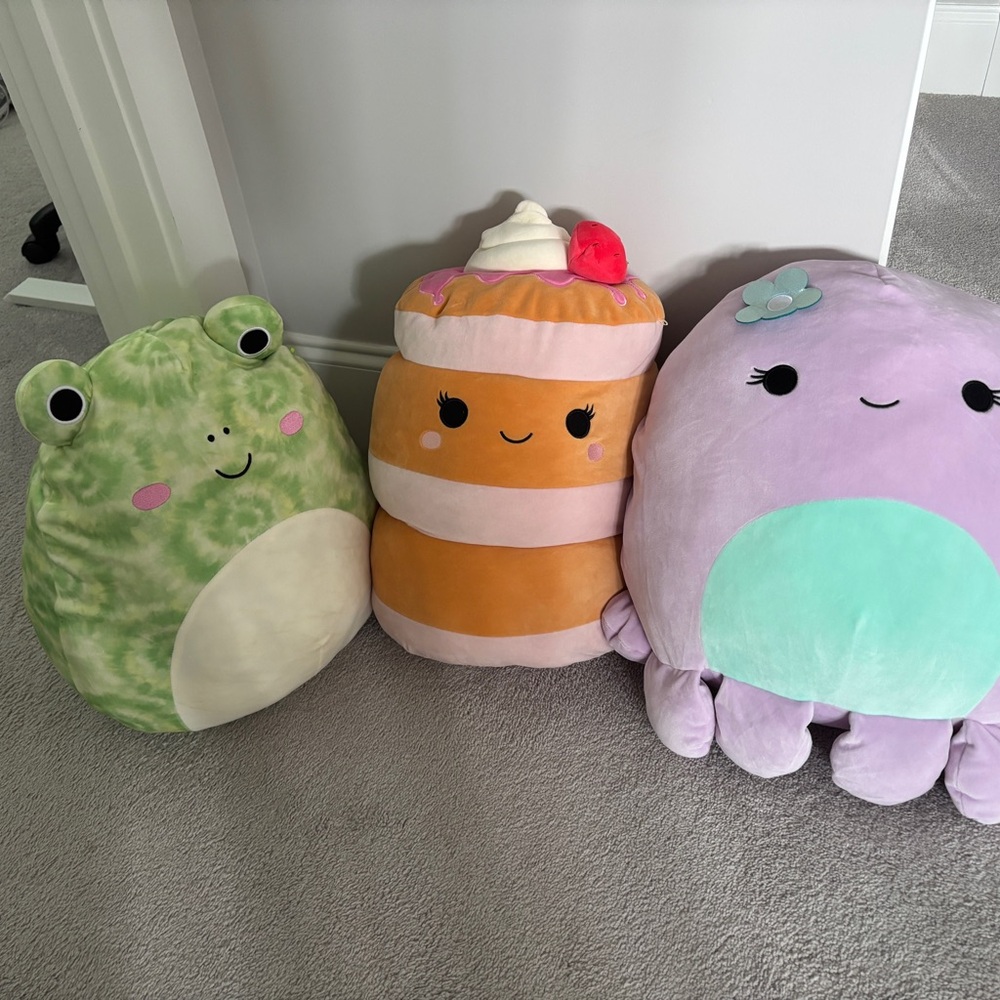 Squishmallows Green, Orange, and Purple Plush Set